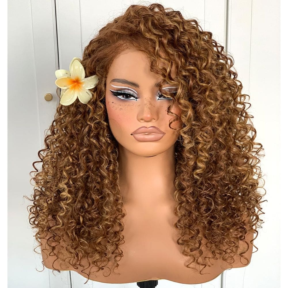 Peruca frontal de renda sintética MITIMES Highlight Ombre Curly 13x6