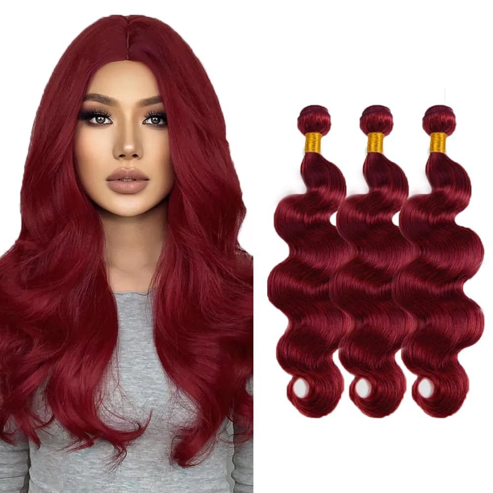 Pacotes de cabelo LadrxADR Burgundy Body Wave 30cm 3 pacotes