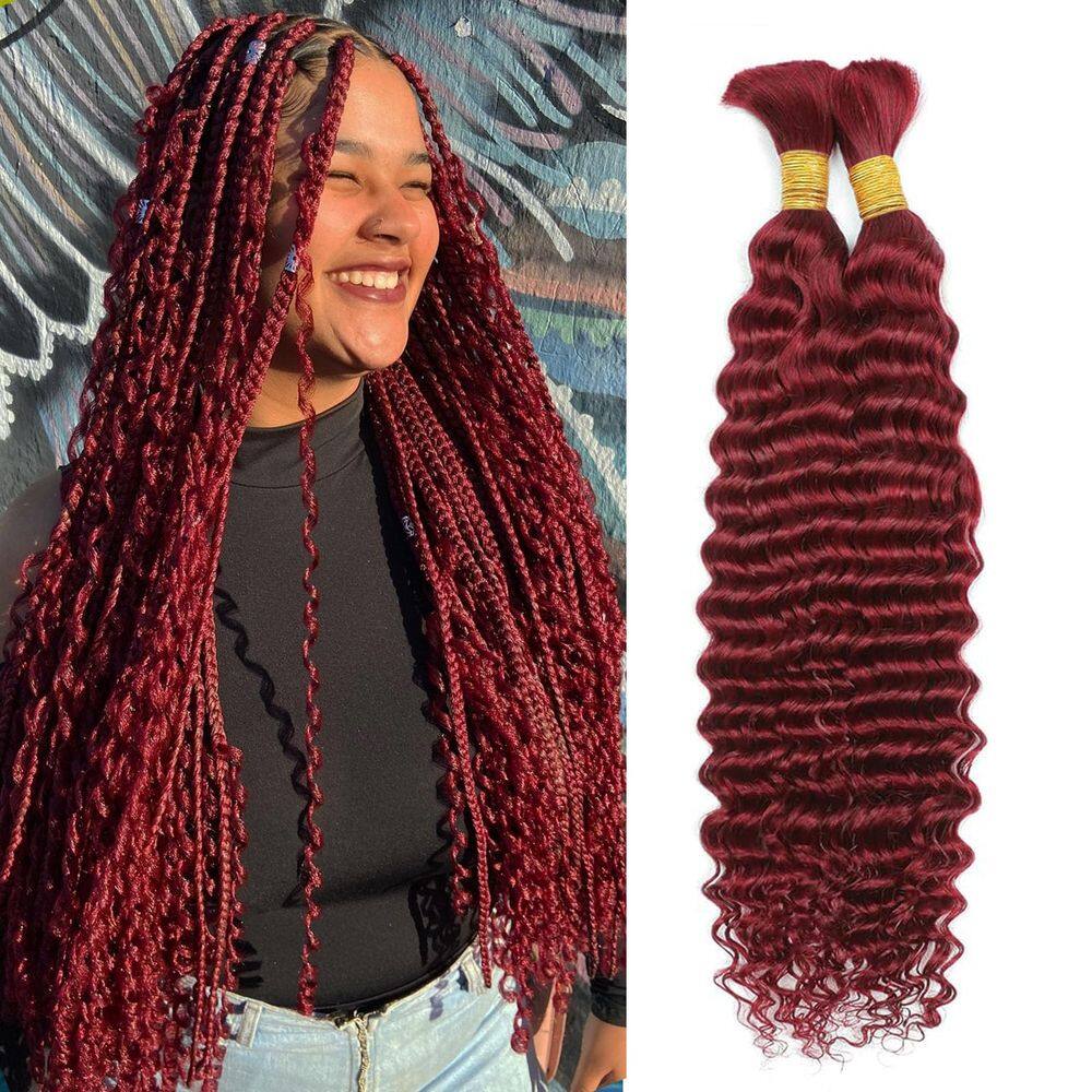 Braiding Hair LYISKB 2 pacotes 100g Borgonha 99J Curly 60cm