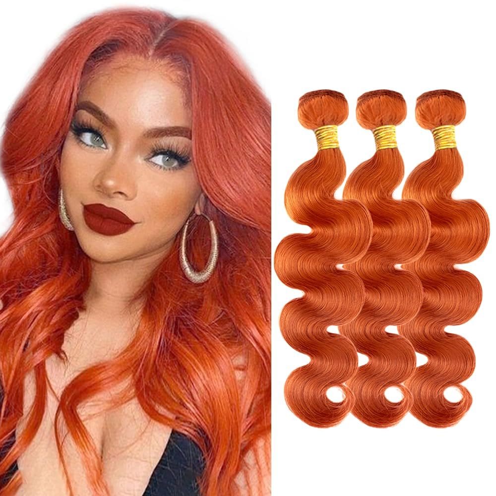 Pacotes de cabelo Ladrxadr Ginger Body Wave 30 35 40 cm Laranja