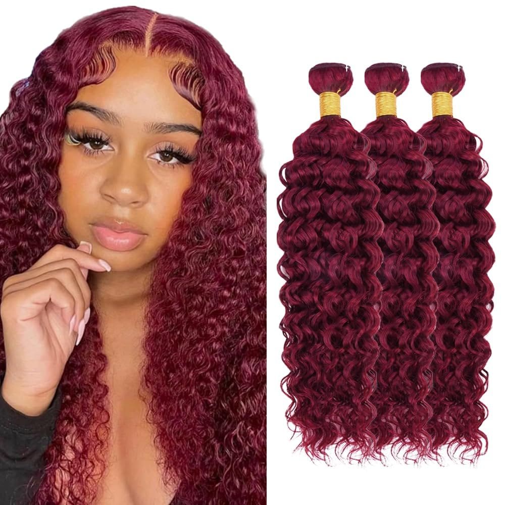 Pacotes de cabelo LadrxADR 99J Burgundy Water Wave 45 cm 3 pacotes