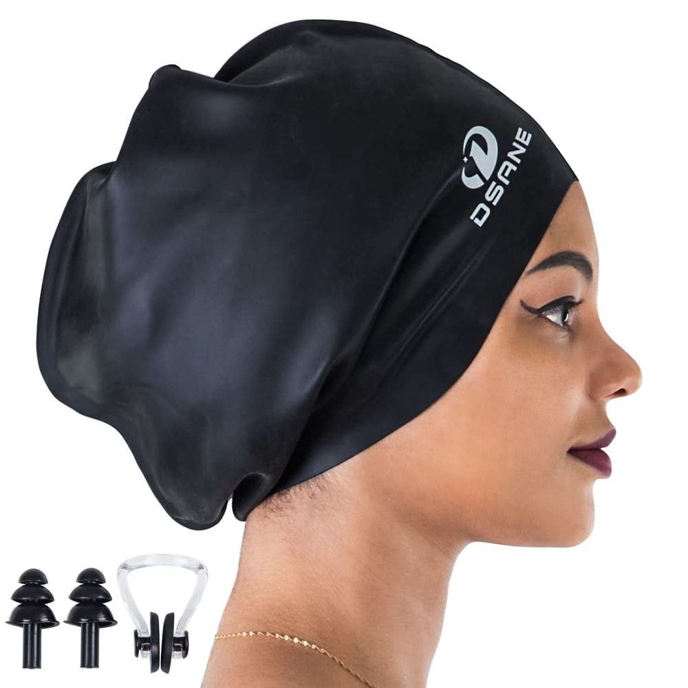 Touca de natação Dsane Extra Large para mulheres e homens preta