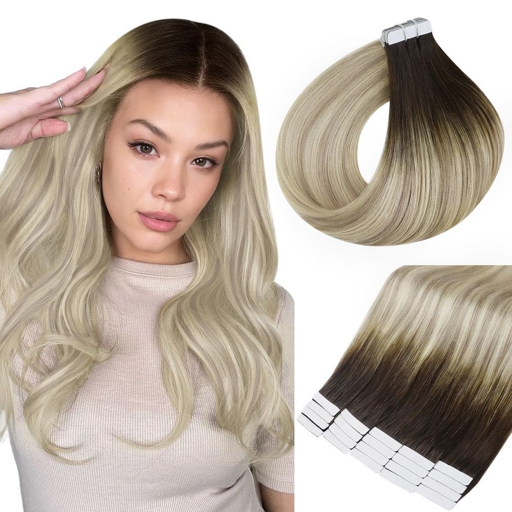 Extensões de cabelo Full Shine Tape 22 cm, cor 2 a 18 e 60
