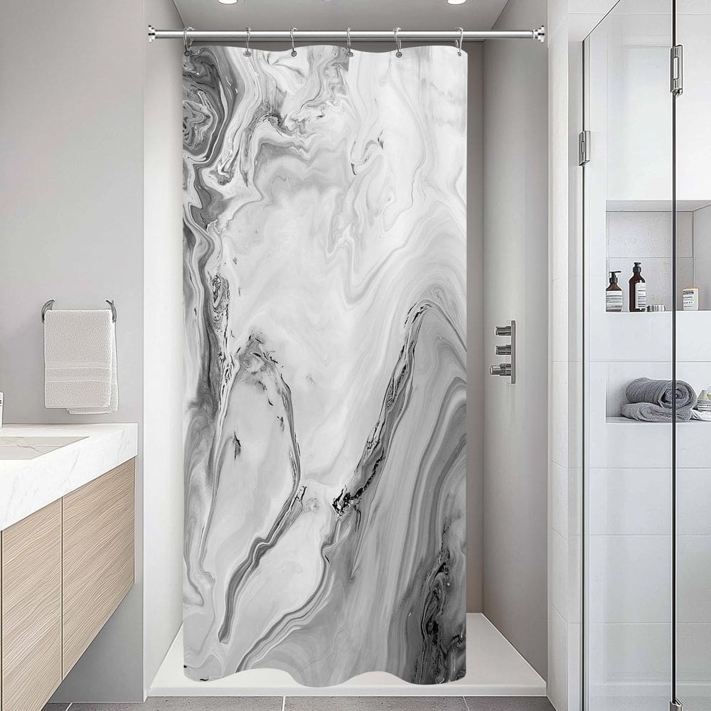 Cortina de chuveiro Qipirond Small Stall 90x180cm em mármore cinza