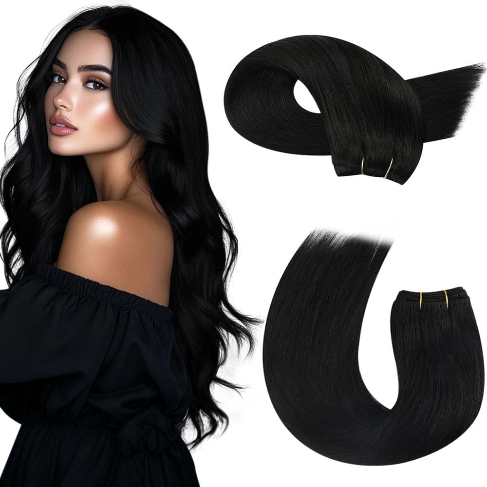 Extensões de cabelo Moresoo Sew-in Black Remy Weft 100g 45cm