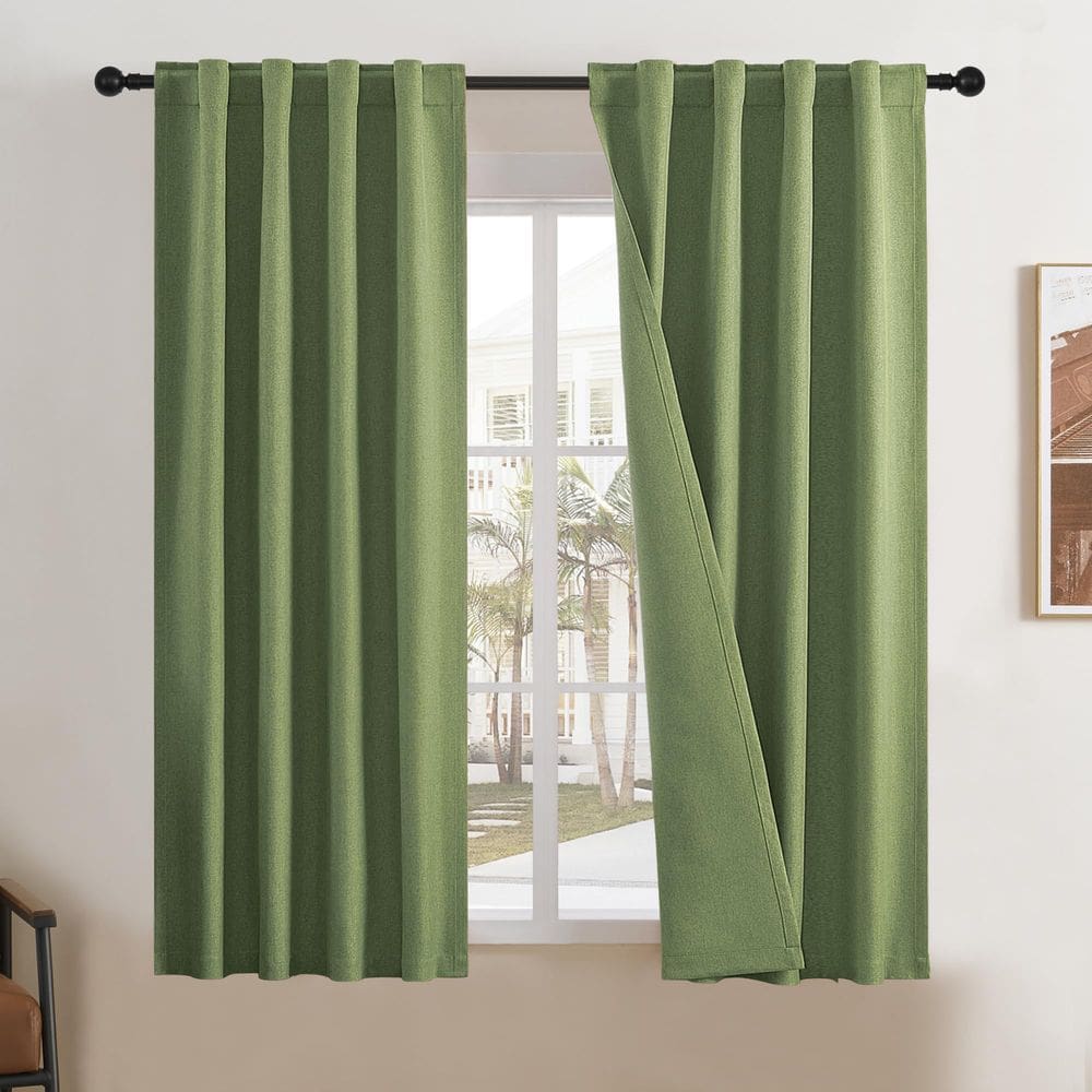 Cortinas DUALIFE Blackout Linen 86x137cm, 2 painéis, verde sálvia