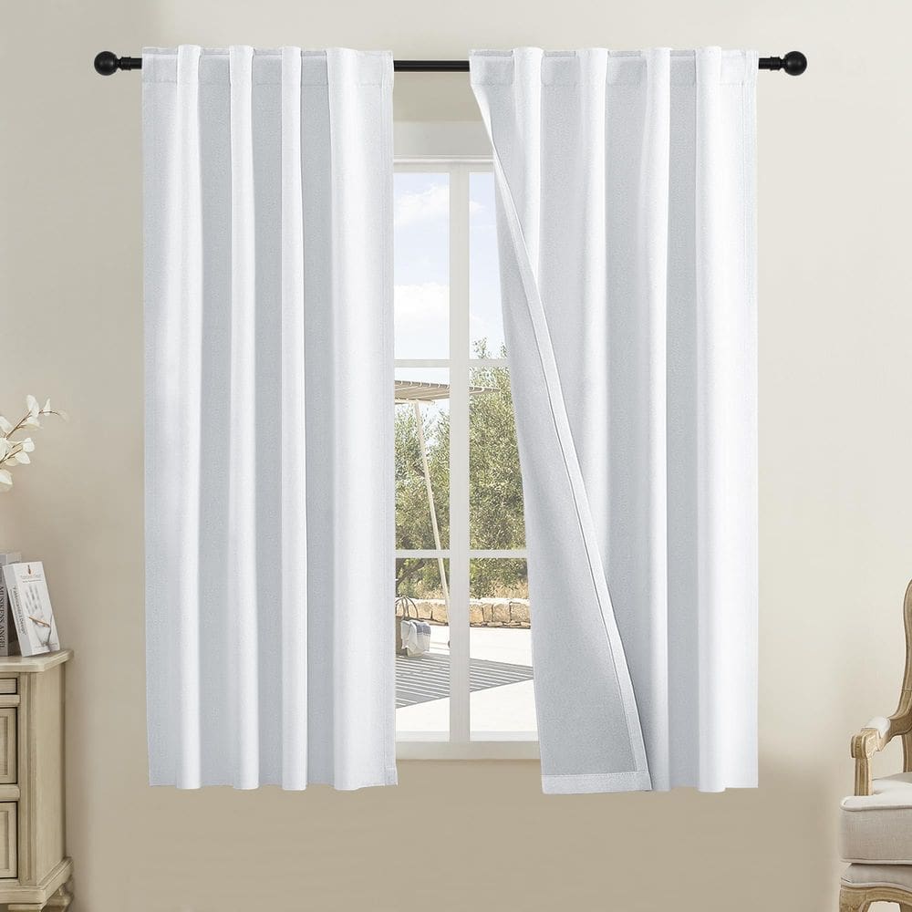 Cortinas DUALIFE Pure White Short para janelas pequenas 138 cm L