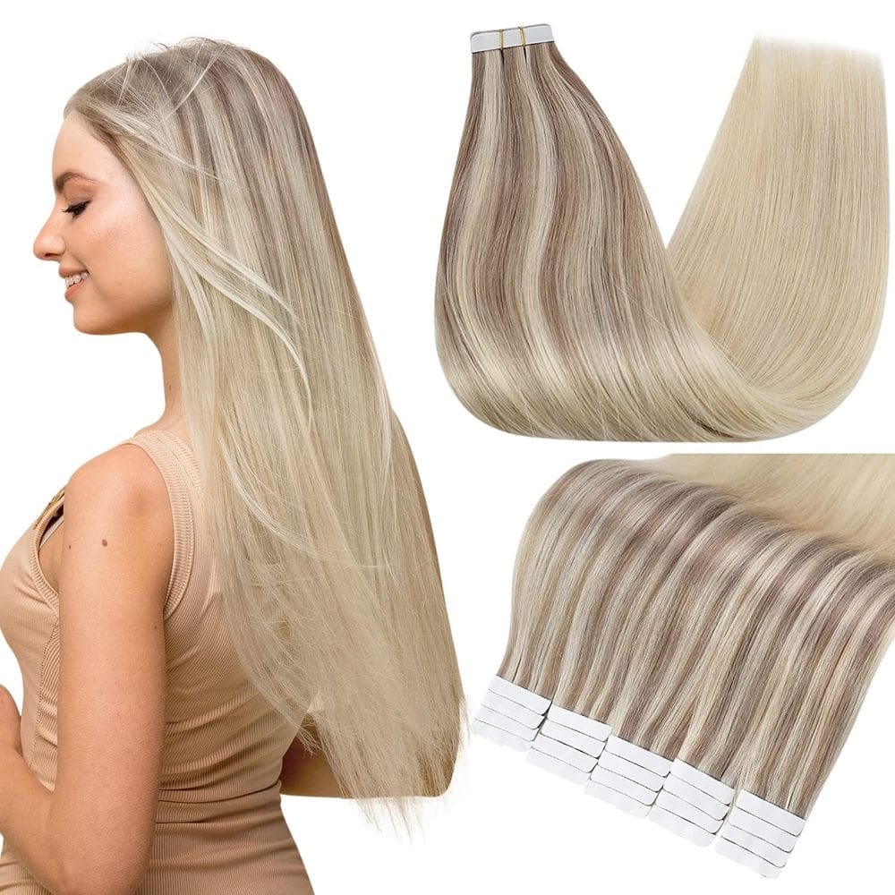 Extensões de cabelo Full Shine Tape em 22 cm de cabelo humano 50g