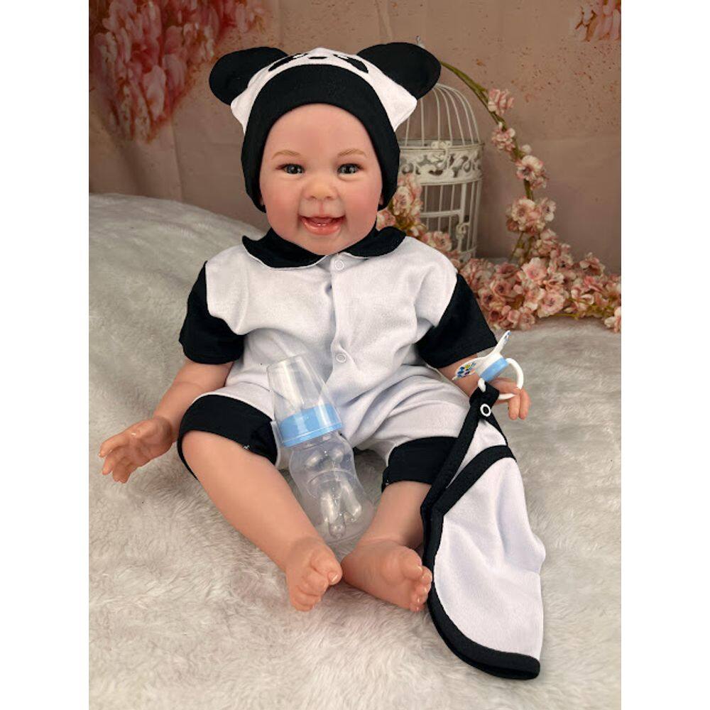 Bebê Reborn Menino Corpo de Pano Macio Carequinha Acessórios