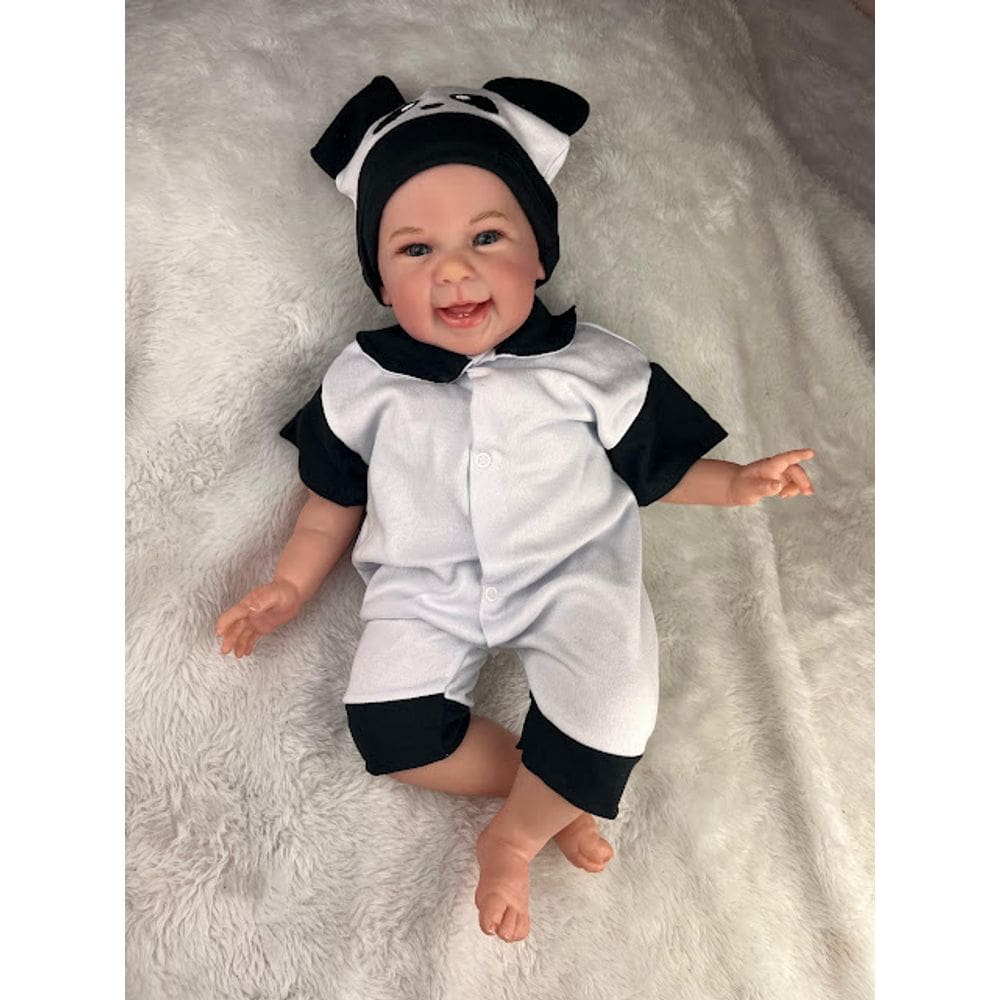 Bebê Reborn Menino Realista Carequinha Com Enxoval Panda