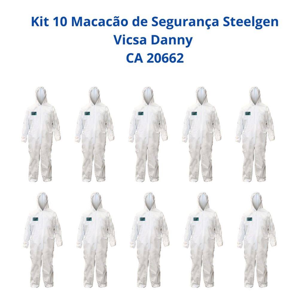 Kit 10 Macacão de Segurança Steelgen Vicsa Danny CA 20662