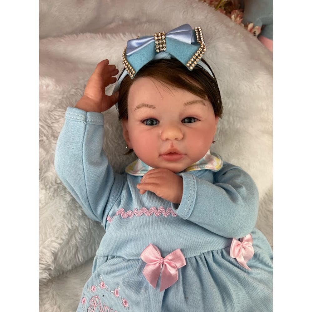 Bebê Reborn Realista Menina Olhos Azuis Com Acessórios