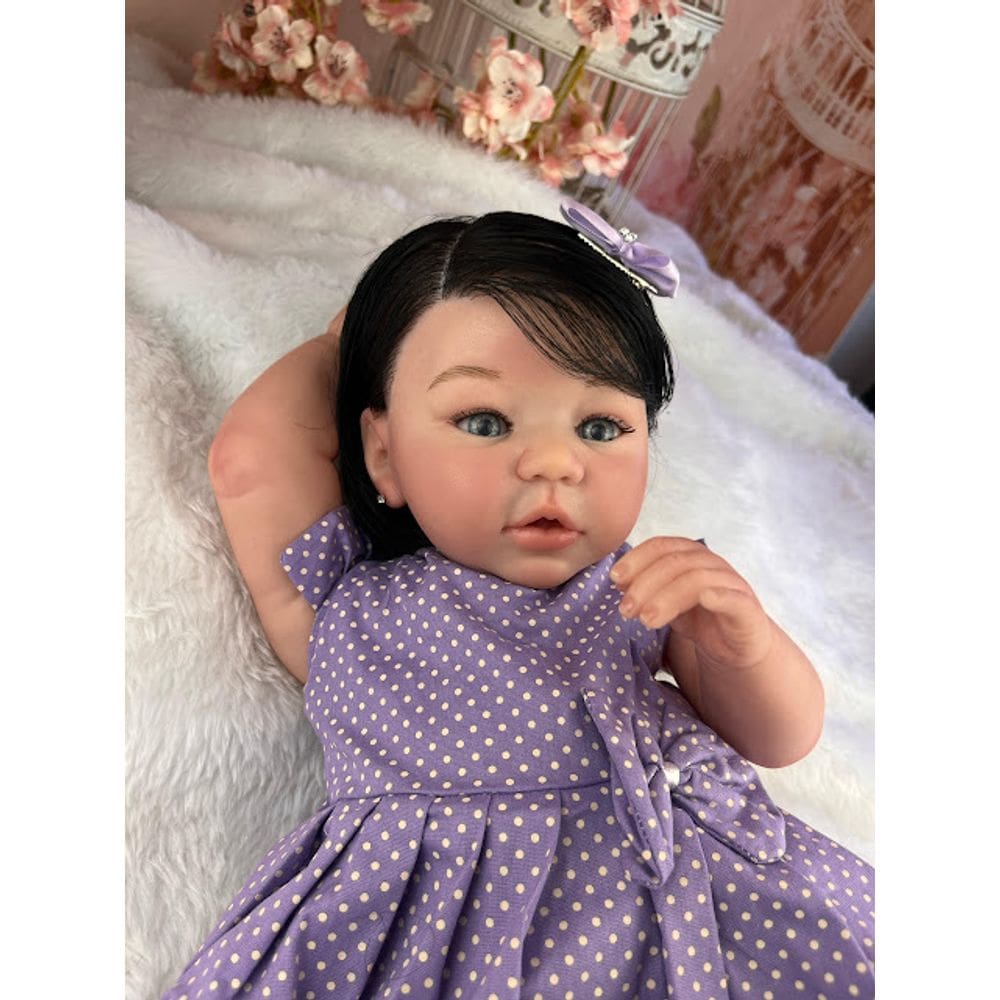 Boneca Reborn Menina Realista Com Chupeta Pode Dar Banho