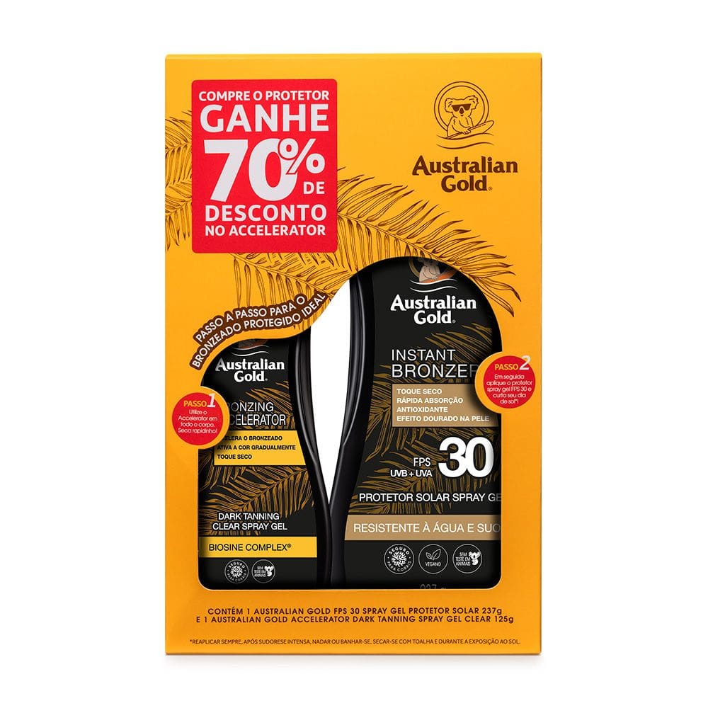 Kit Australian Gold Protetor Solar FPS30 + Acelerador