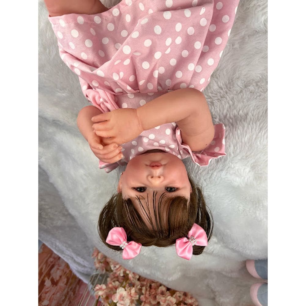 Bebe Reborn Menina Cabelo Fio A Fio Corpinho Tecido