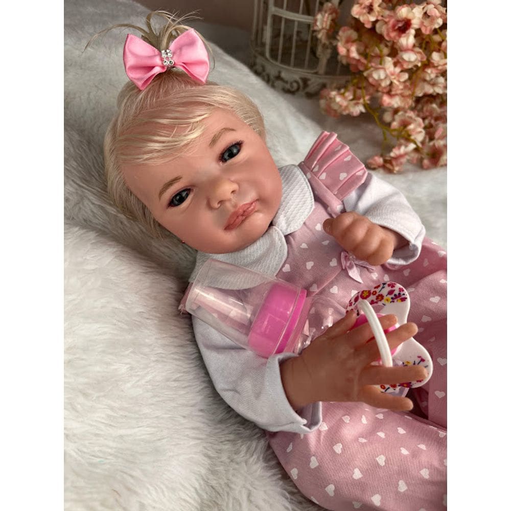 Bebê Reborn Menina Recém Nascida Cabelinho Fio a Fio