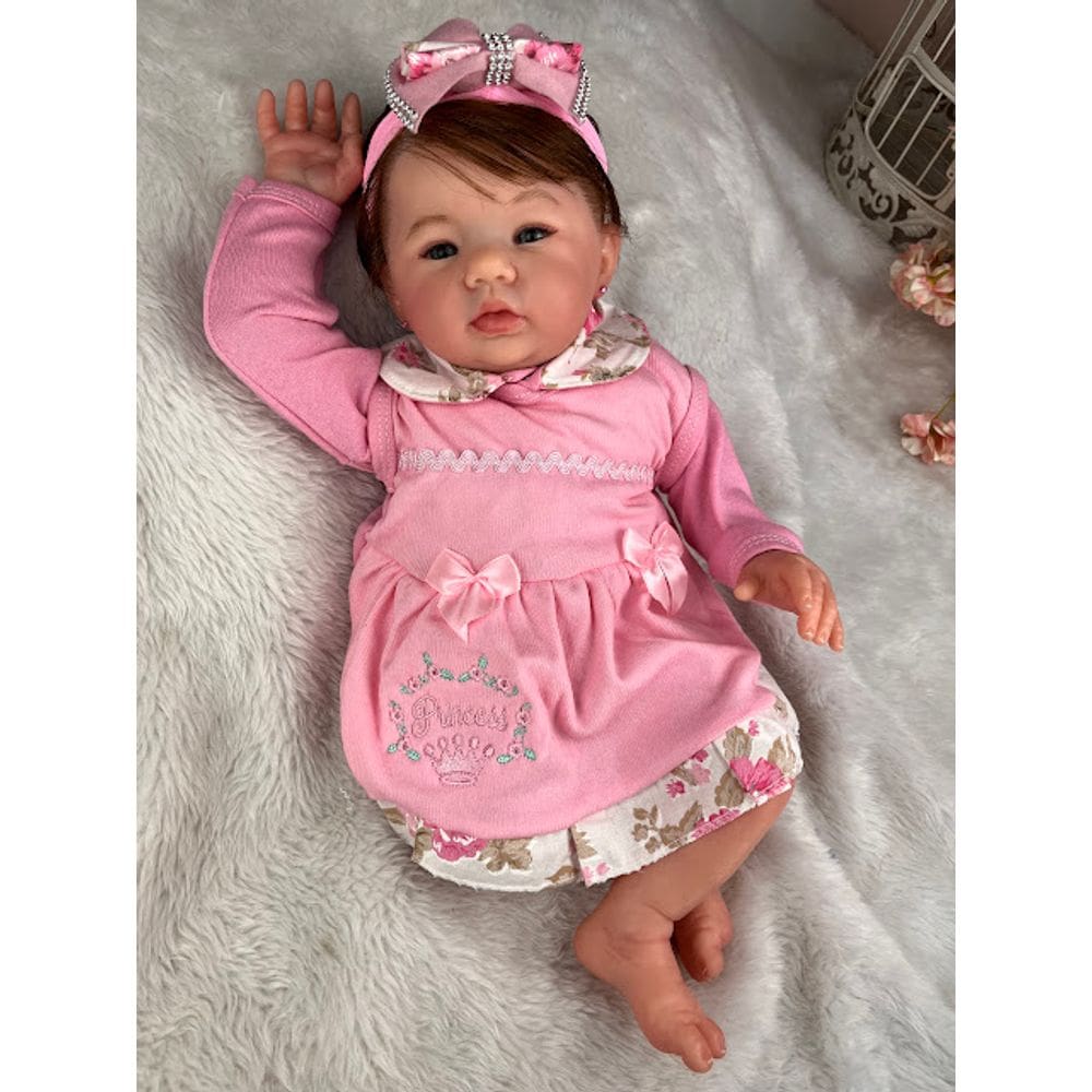 Boneca Bebe Reborn Artesanal Corpo Em Tecido Olhos Azuis
