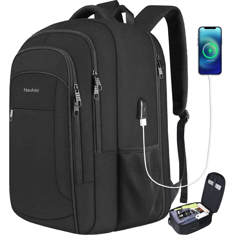 Mochila Naukay extra grande para homens, laptop de 17,3 polegadas, resistente à água