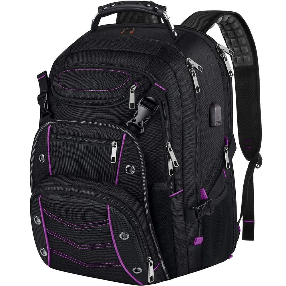 Mochila VECKUSON unissex 46,7 cm para laptop RFID roxa de 18,4"