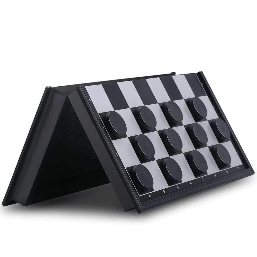 Conjunto de jogos de tabuleiro Travel Checkers QuadPro Magnetic com placa dobrável