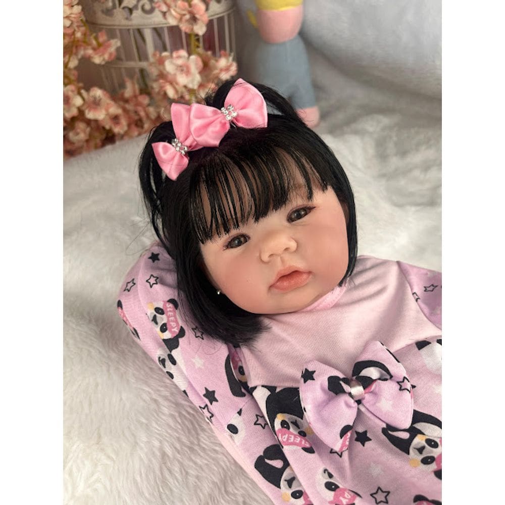 Bebê Reborn Menina Morena Olhos Castanhos Com Enxoval