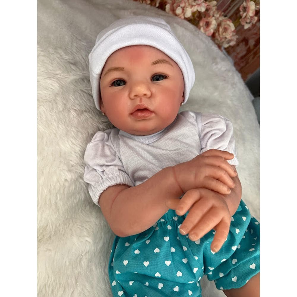 Boneca Bebê Reborn Menina Super Realista Olhos Azuis