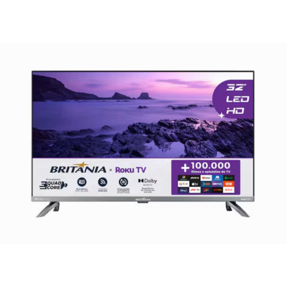Smart TV Britânia 32” BTV32G7PR2CSGBLH HD LED HDMI Roku TV