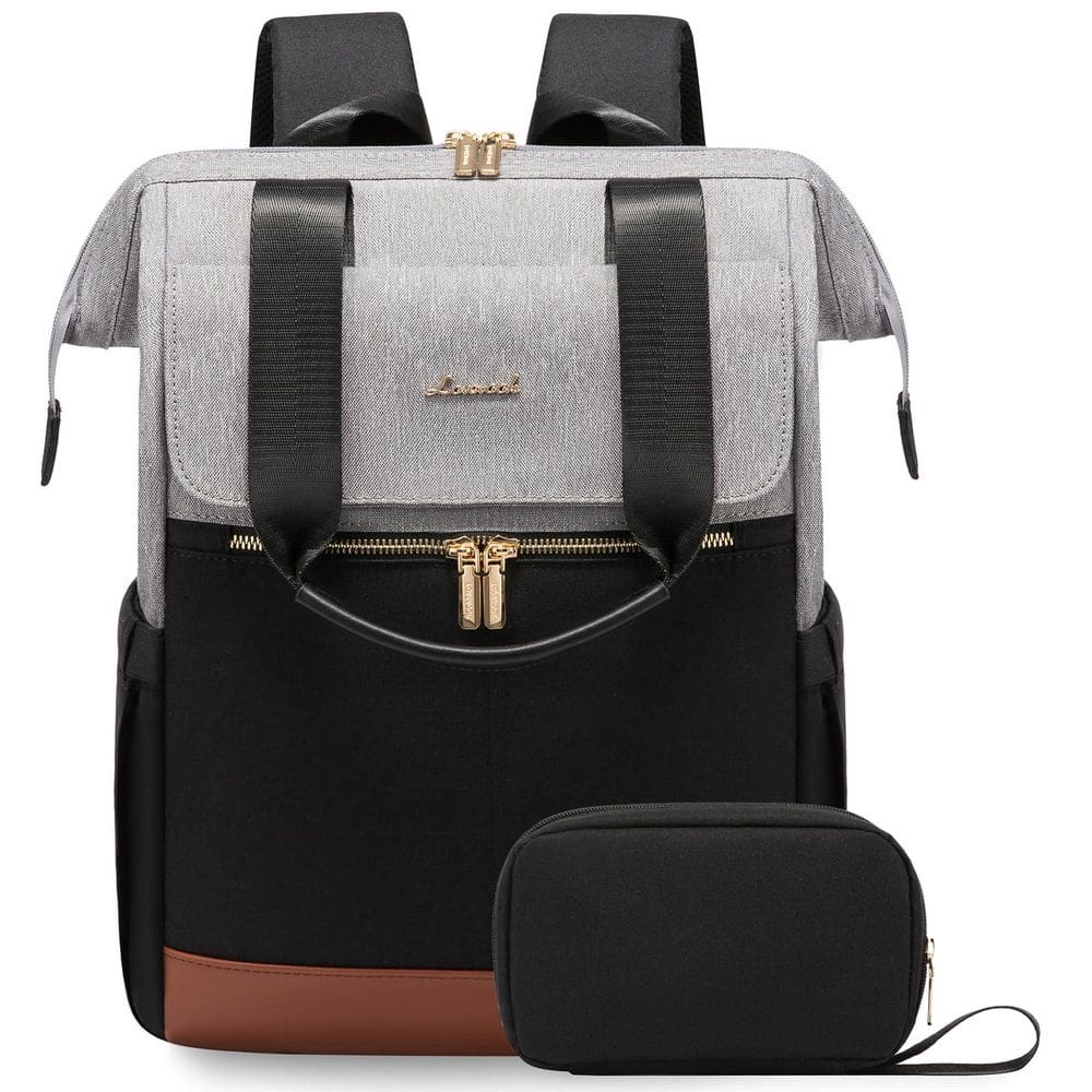 Mochila para laptop LOVEVOOK para mulheres de 15,6" com porta USB cinza-preta
