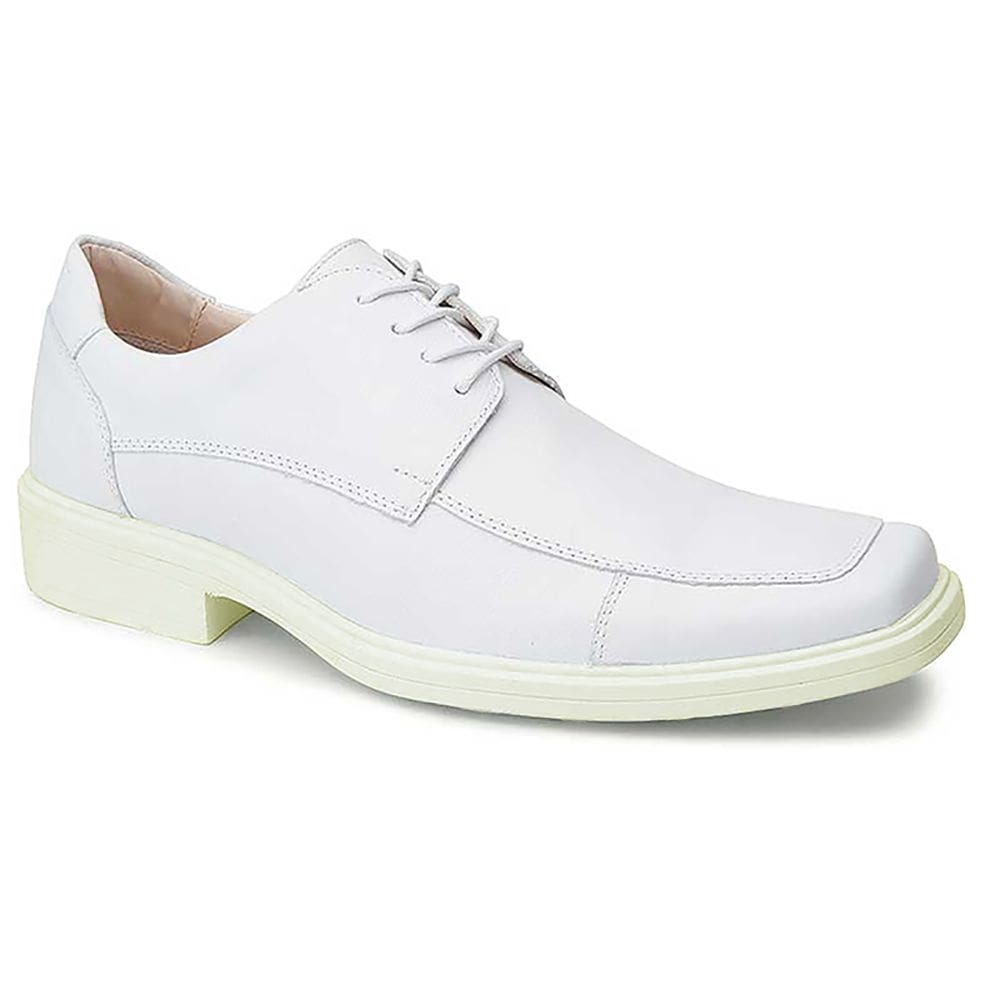 Sapato Branco Masculino Em Couro De Amarrar 115-0002