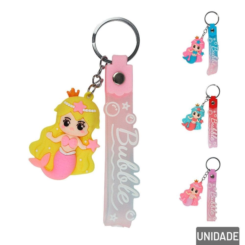 Chaveiro de Silicone 13cm Sereia Color - Tudo em Caixa