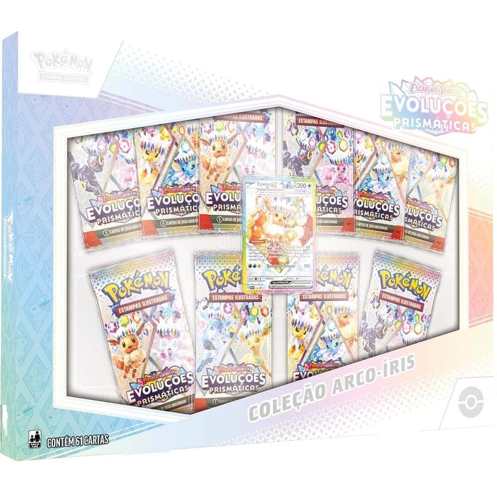Box Pokemon Coleçao Arco-Íris Eevee Ex 61 Cartas Copag TCG