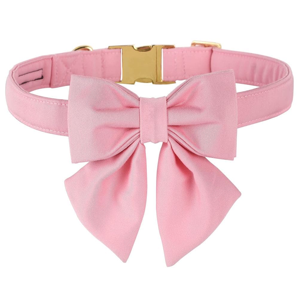 Coleira para cães M MACA BATES Maca Bates com gravata borboleta rosa para cães
