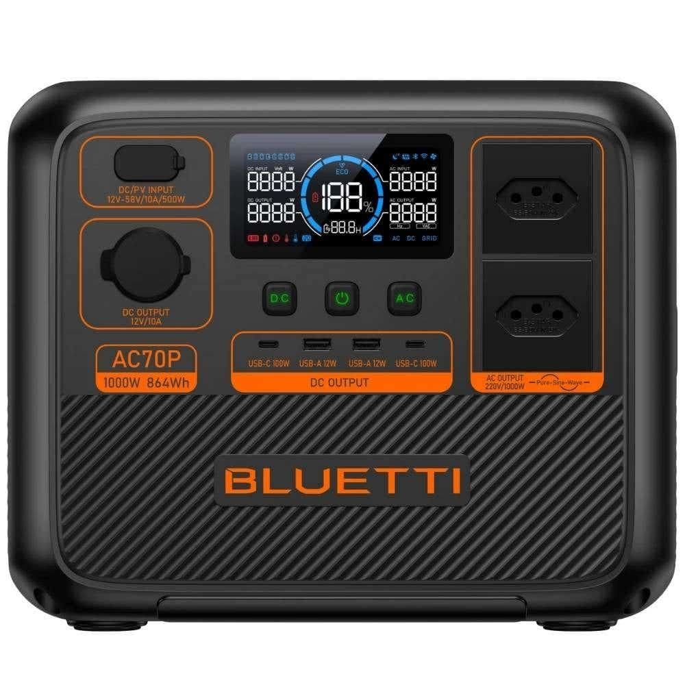 Estação Armazenamento de Energia Portátil 1000W 864Wh AC70P BLUETTI