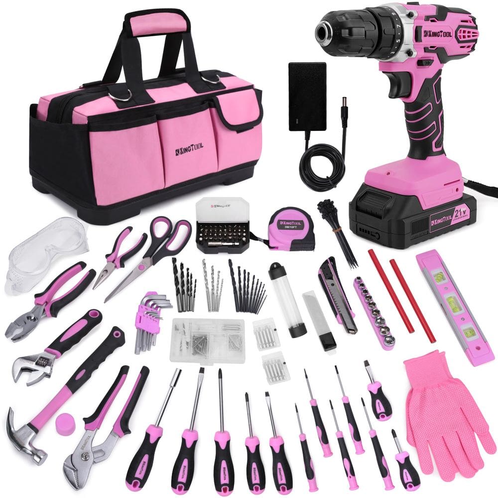 Conjunto de kit de ferramentas KingTool 267 peças com furadeira elétrica sem fio de 21 V