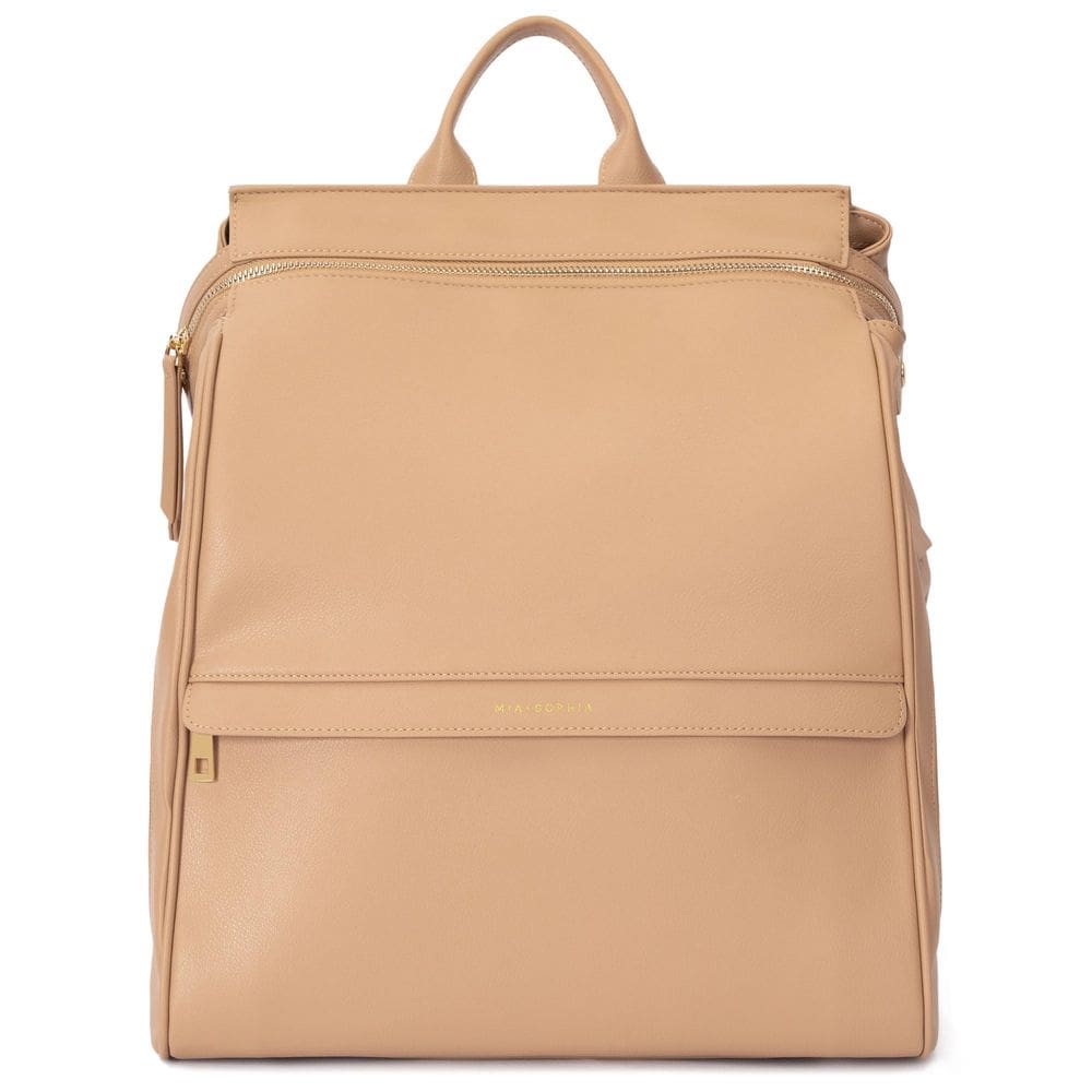 Mochila para fraldas MIA + SOPHIA Leather com trocador marrom