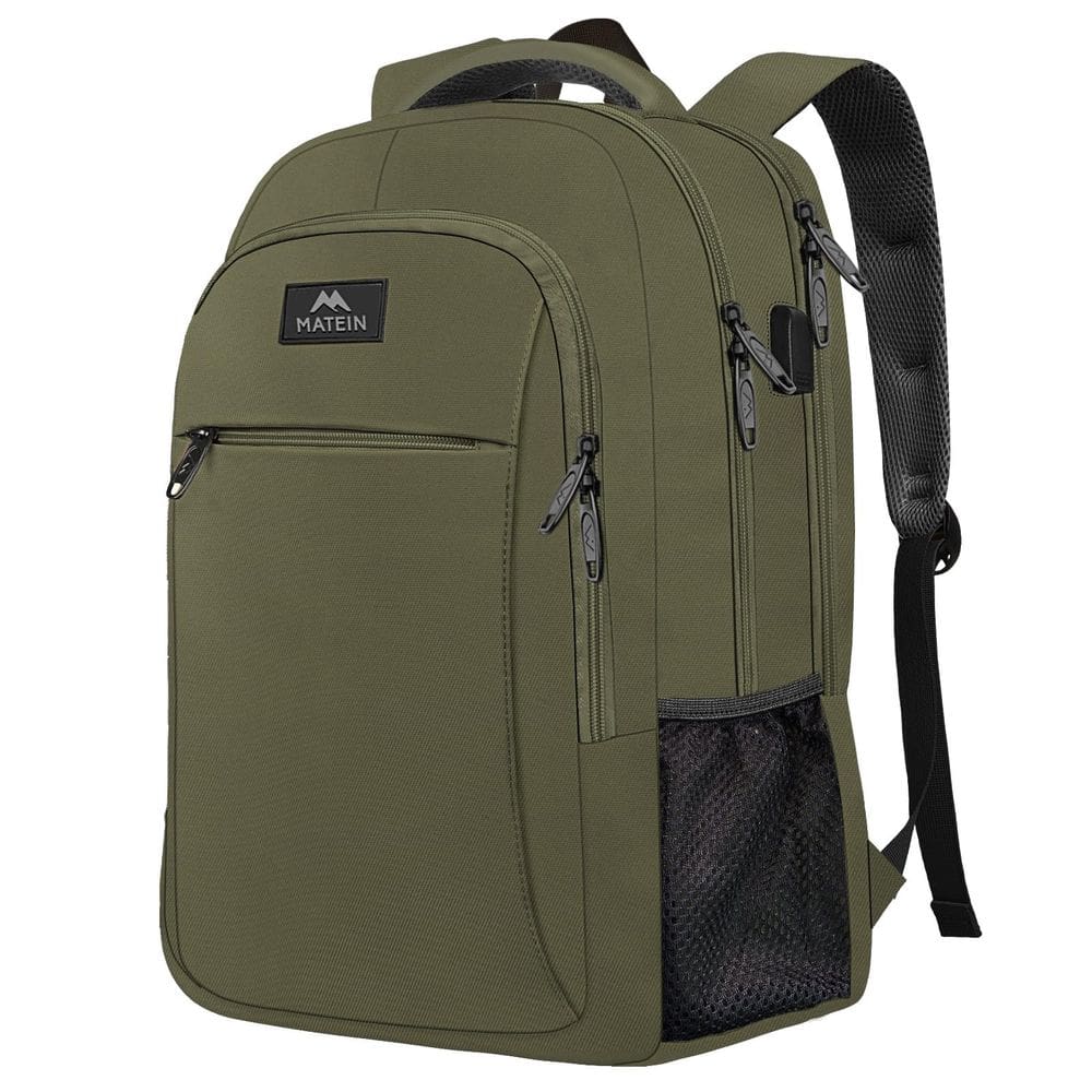 Mochila de viagem para laptop MATEIN 15,6" com porta USB verde