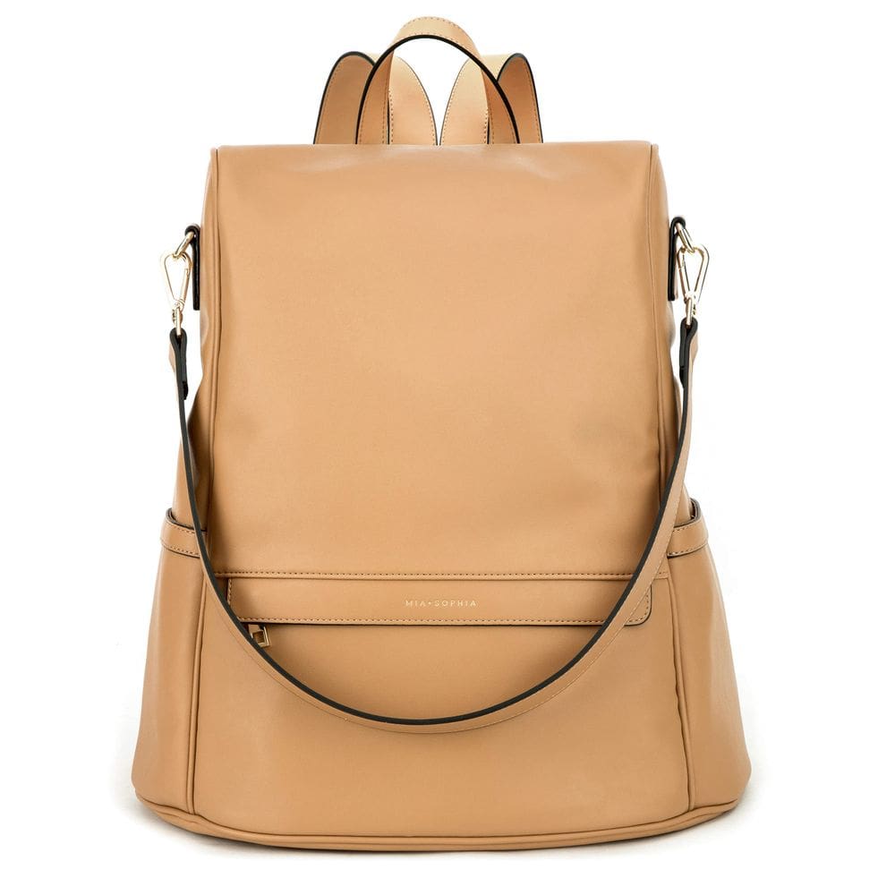 Mochila para fraldas MIA + SOPHIA Leather com trocador marrom