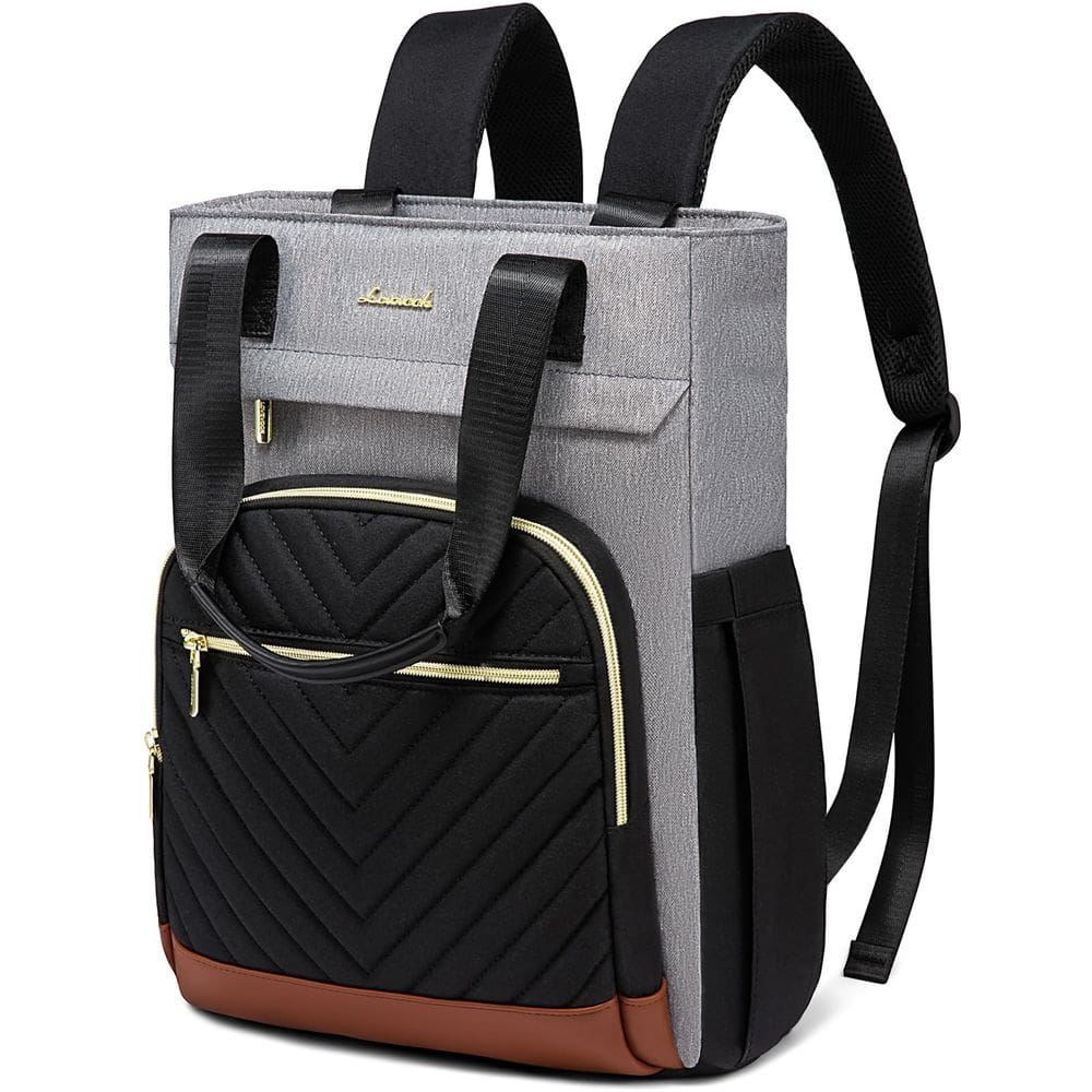 Mochila para laptop LOVEVOOK para mulheres, bolsa de trabalho de 15,6" preta