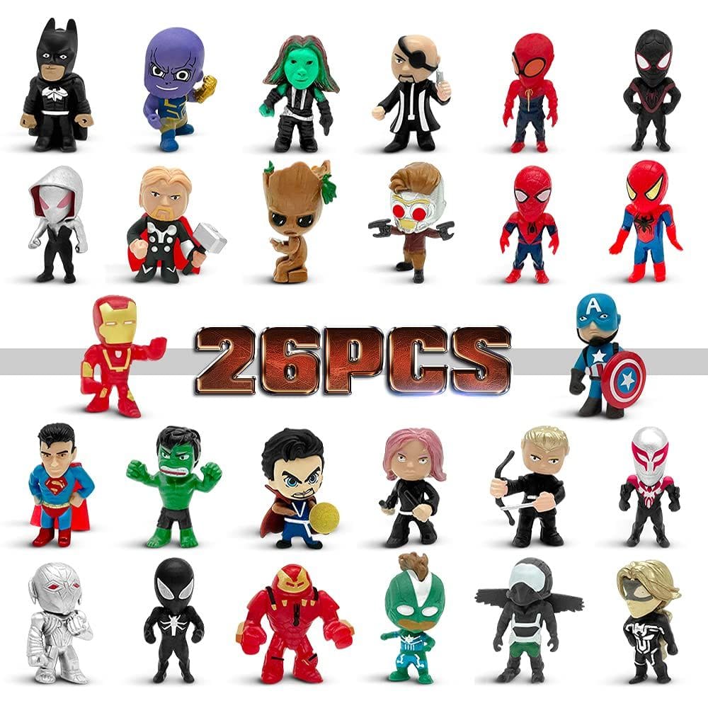 Conjunto de bonecos de ação com aventuras de super-heróis, 26 peças para crianças