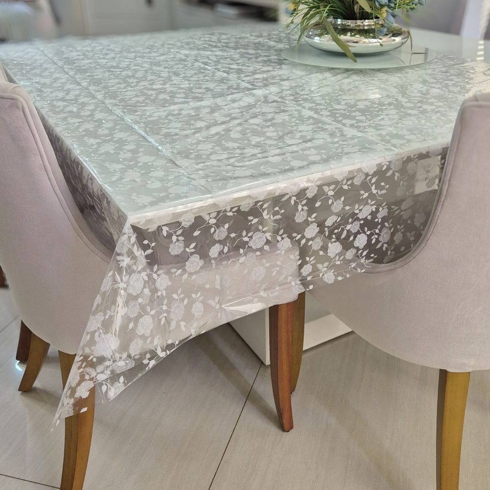 Toalha de Mesa Estampada 4,0x1,4m Protetora Transparente 06