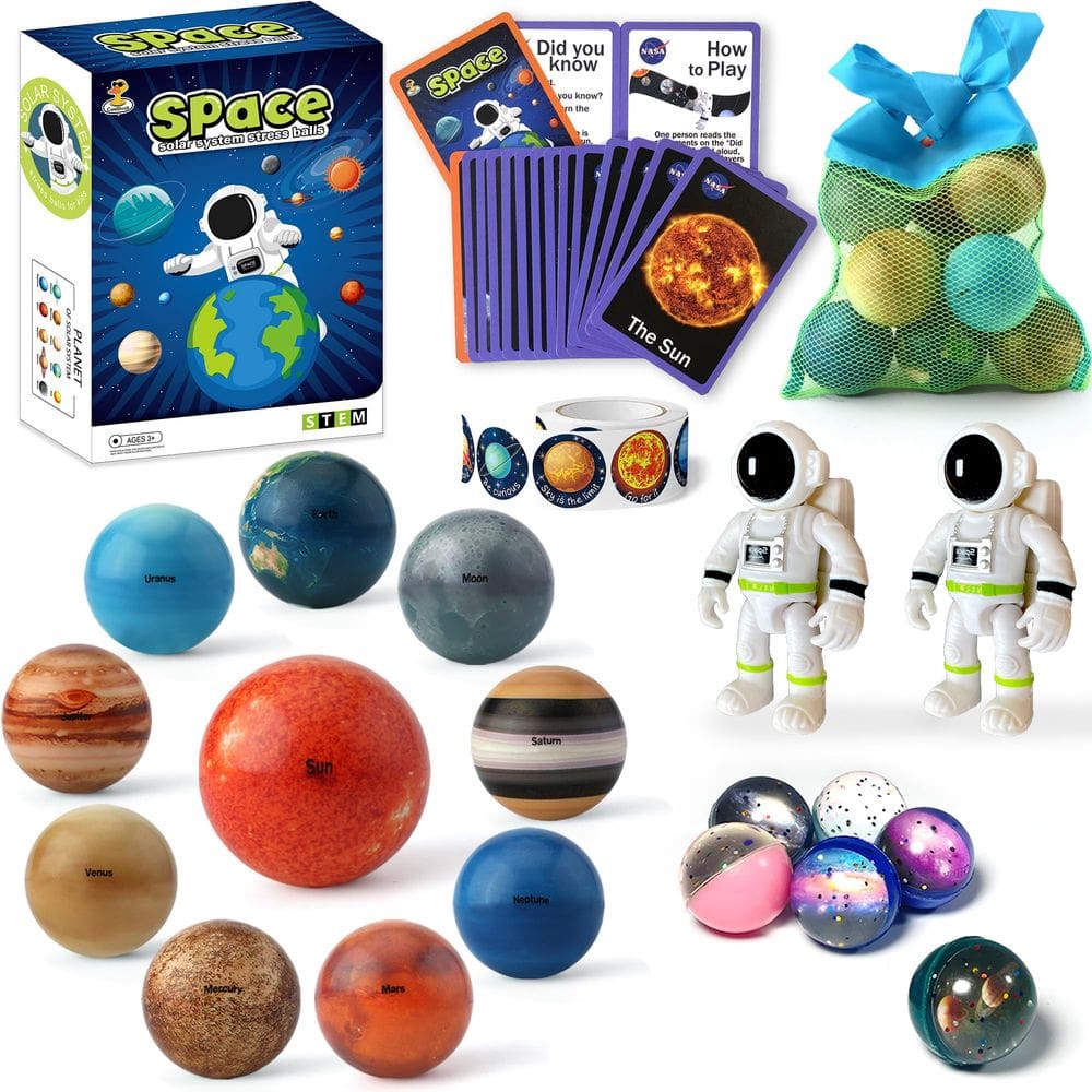 tensão Balls define planetas do sistema solar com crianças astronautas