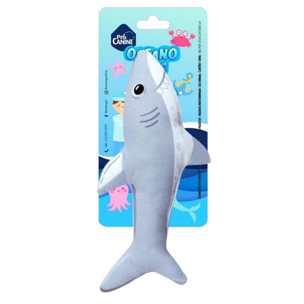 Brinquedo Mordedor Para Pet Cães Cachorro Pelúcia Tubarão