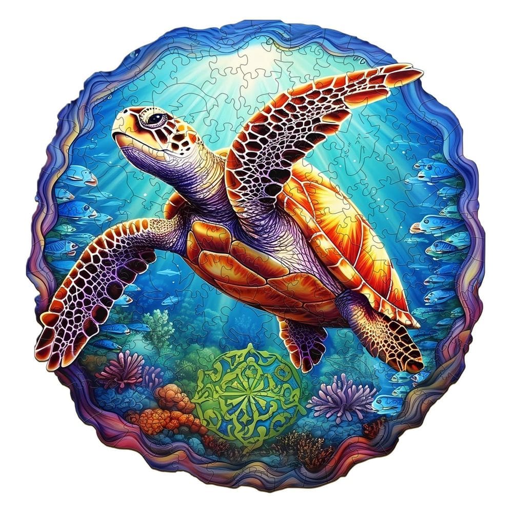 Quebra-cabeça de madeira Pijesaksa Deep Sea Turtle 200 peças