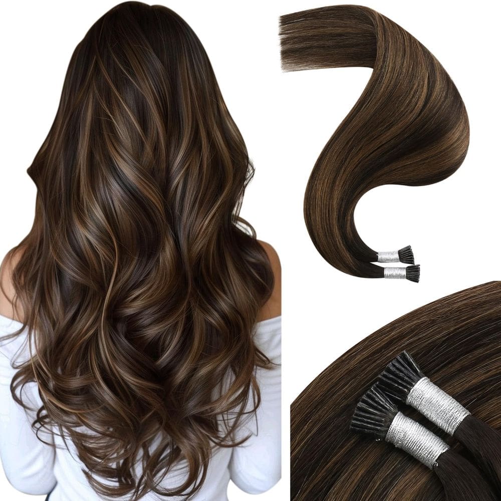 Extensões de cabelo Moresoo I Tip Remy Human Hair 14 cm Castanho escuro