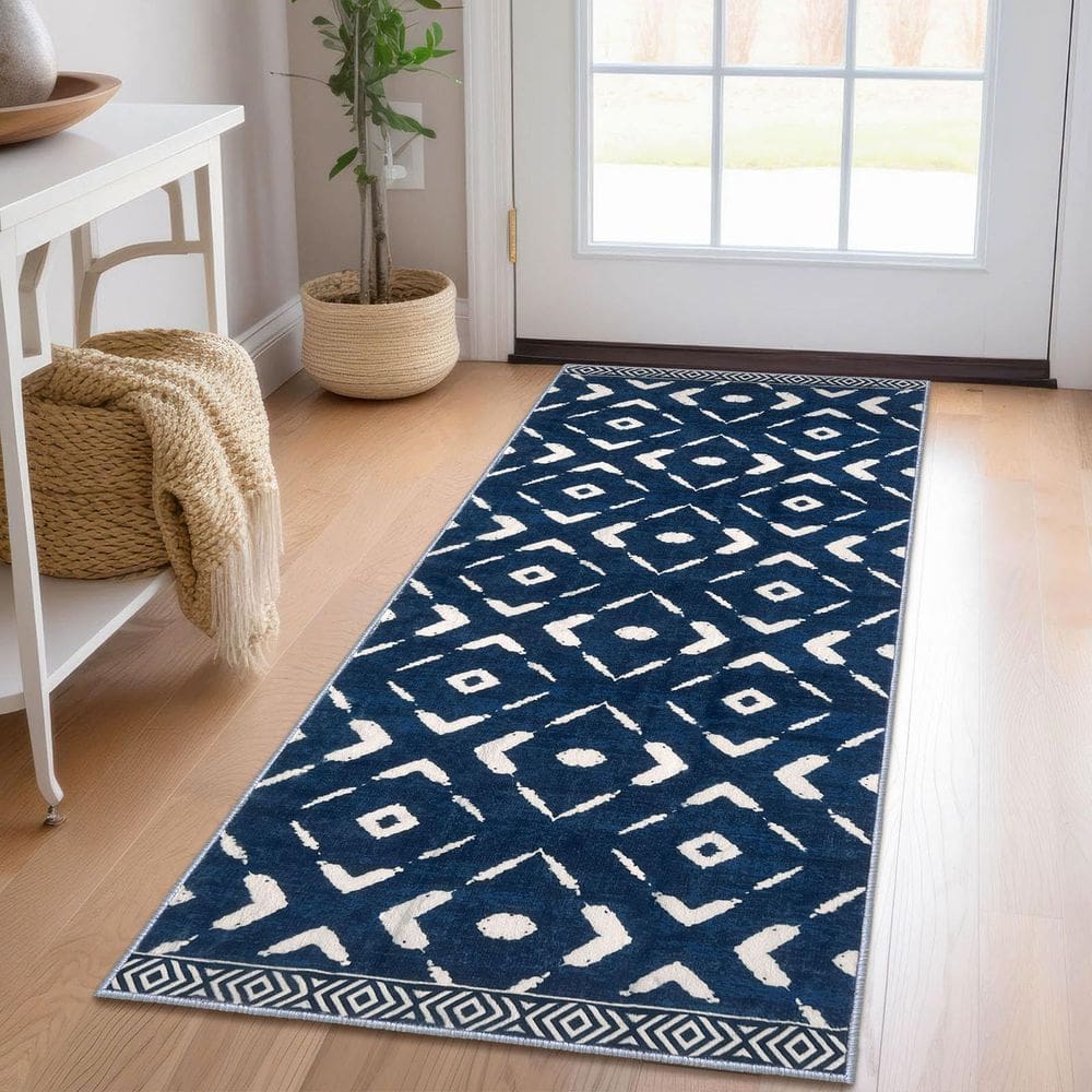 Tapete KILOCOCO Kitchen Runner 60x150cm Azul Lavável Antiderrapante