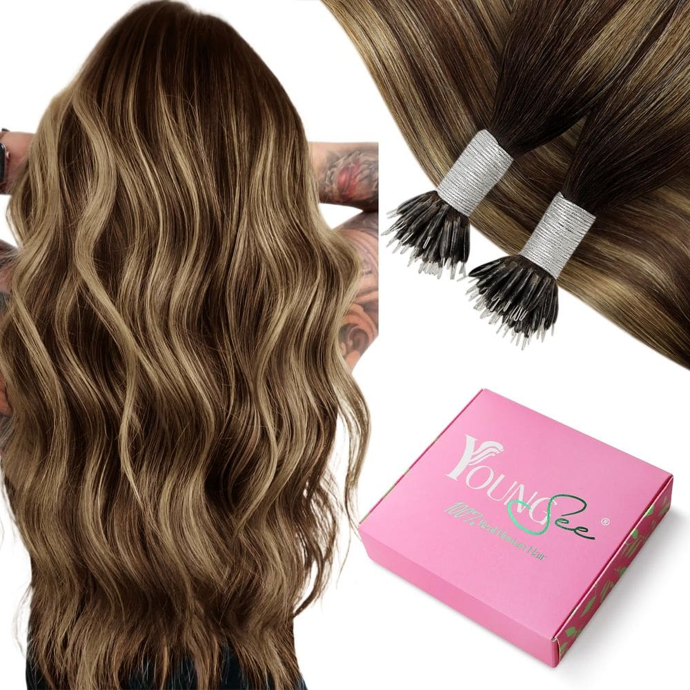 Extensões de cabelo Nano Ring YoungSee Ombre Dark Brown 18cm