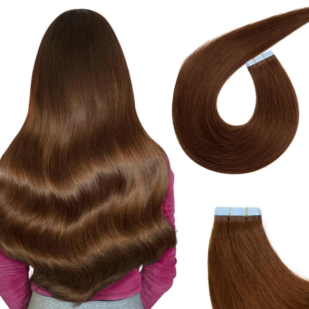 Fita adesiva em extensões de cabelo AGMITY Medium Brown 45 cm 20 unidades 50g