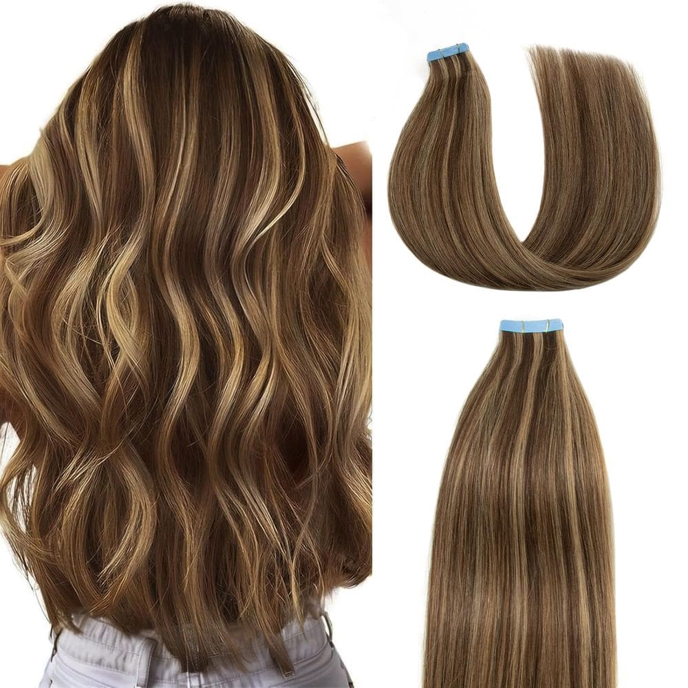 Extensões de cabelo AGMITY Tape em cabelo humano real 50g 50cm