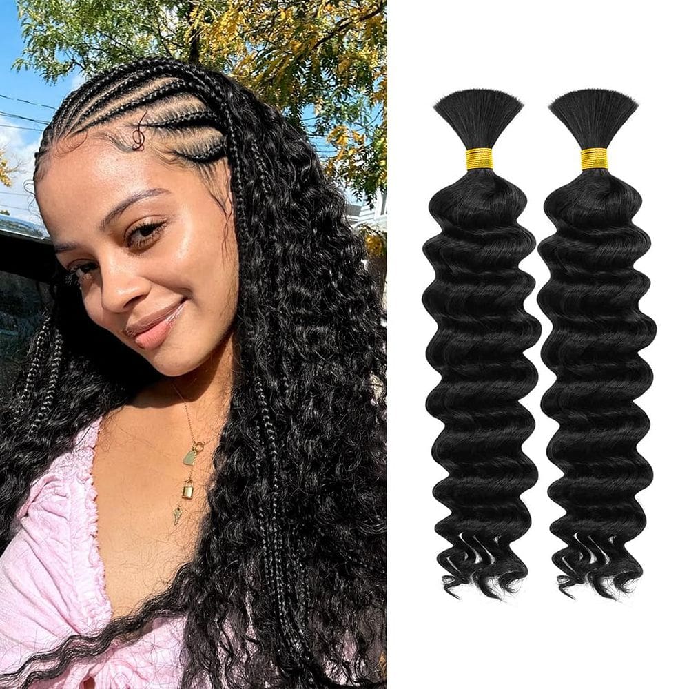 Human Braiding Hair maxknow Deep Wave 16 em 80 g, 2 pacotes