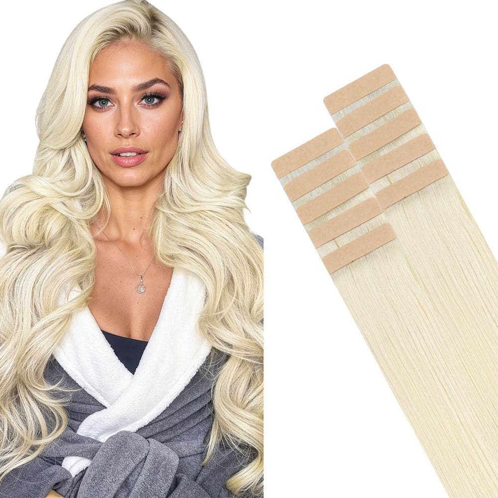 Extensões de cabelo HOTBANANA Tape em 20 cm, 10 unidades, loiro marfim